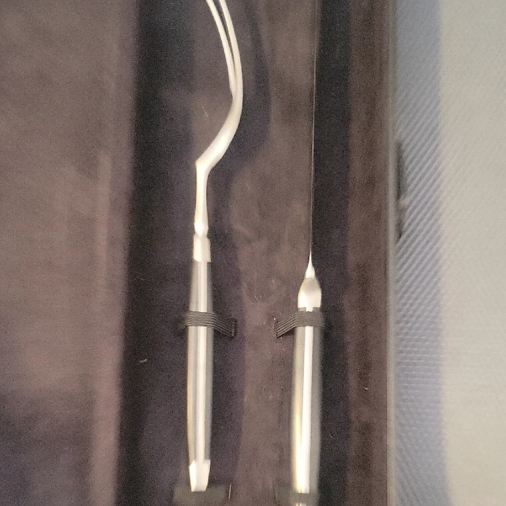 Hampton Forge Stainless Steel Knife Fork Carving Set with Black Handles in box